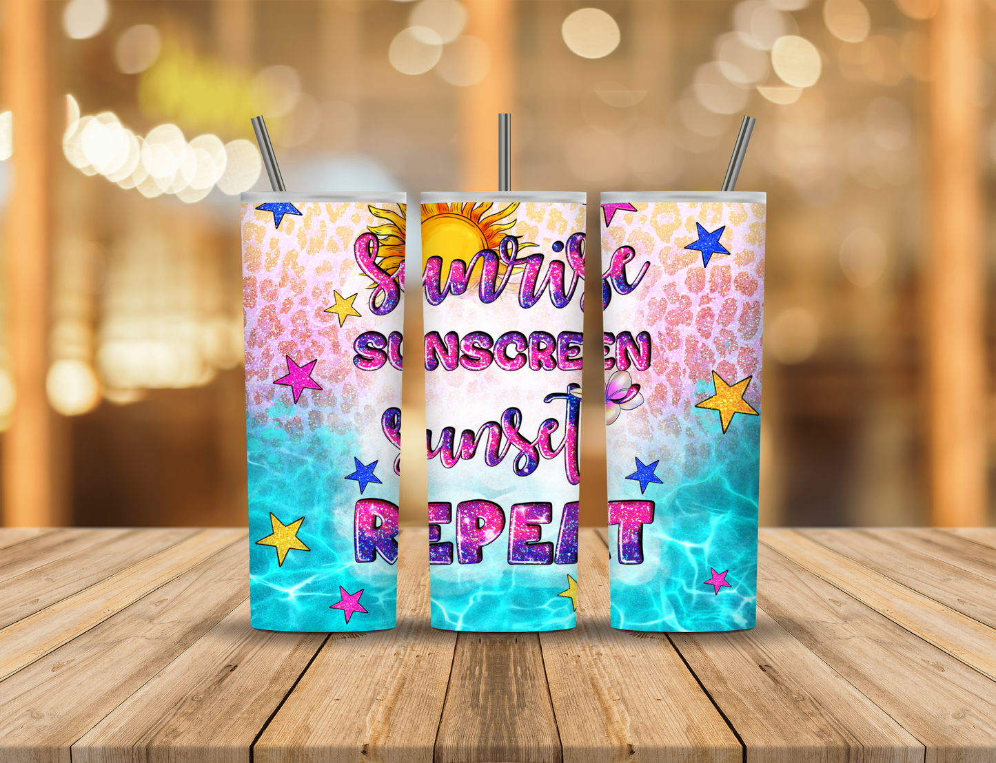 Ocean Beach Summer Cartoon Quote 20 oz Tumbler Design Digital Download #61