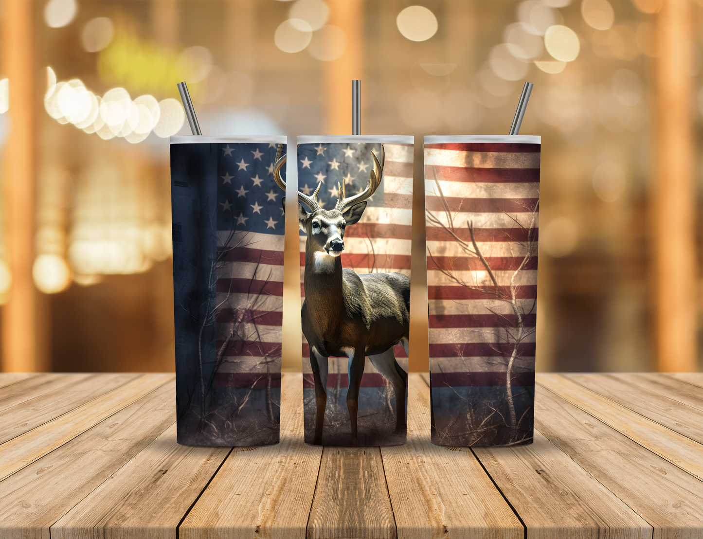 American Flag Deer Hunting 20 oz Tumbler Design Digital Download #621