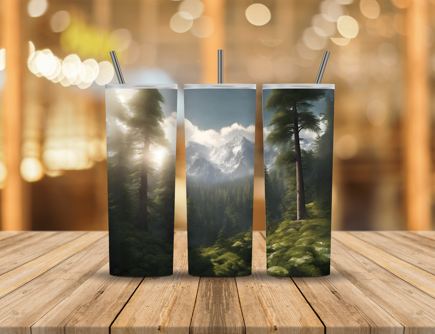 Mountains Sunshine Forest 20 oz Tumbler Design Digital Download #372