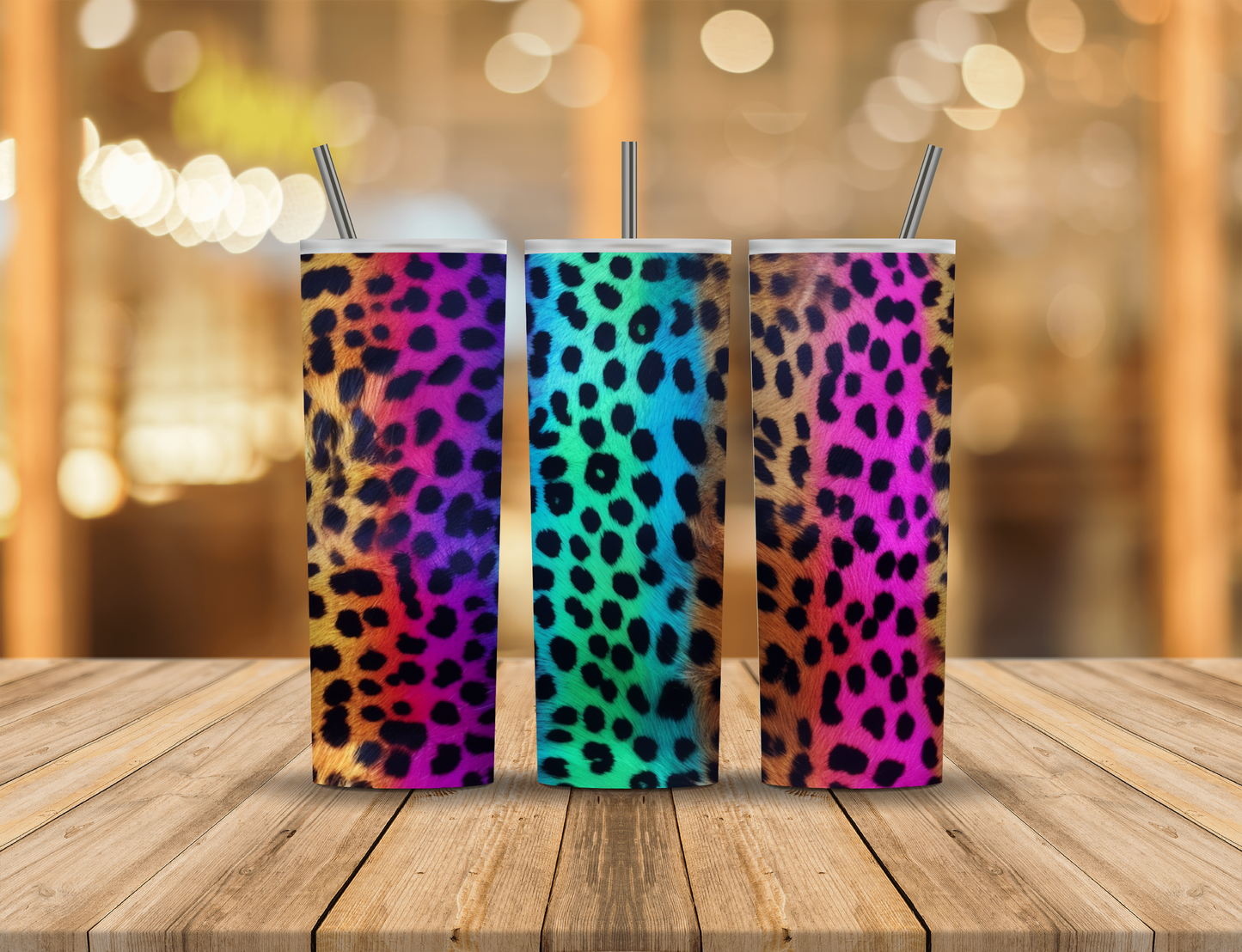 Neon Rainbow Animal Print 20 oz Tumbler Design Digital Download #136