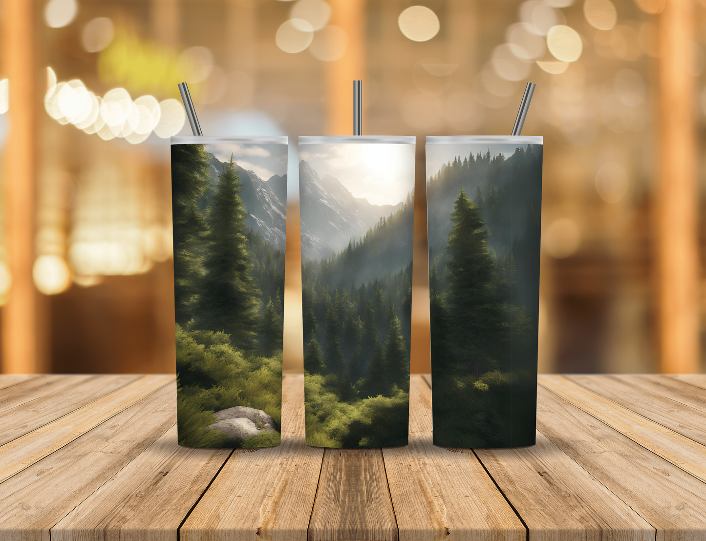 Mountains Sunshine Forest 20 oz Tumbler Design Digital Download #374