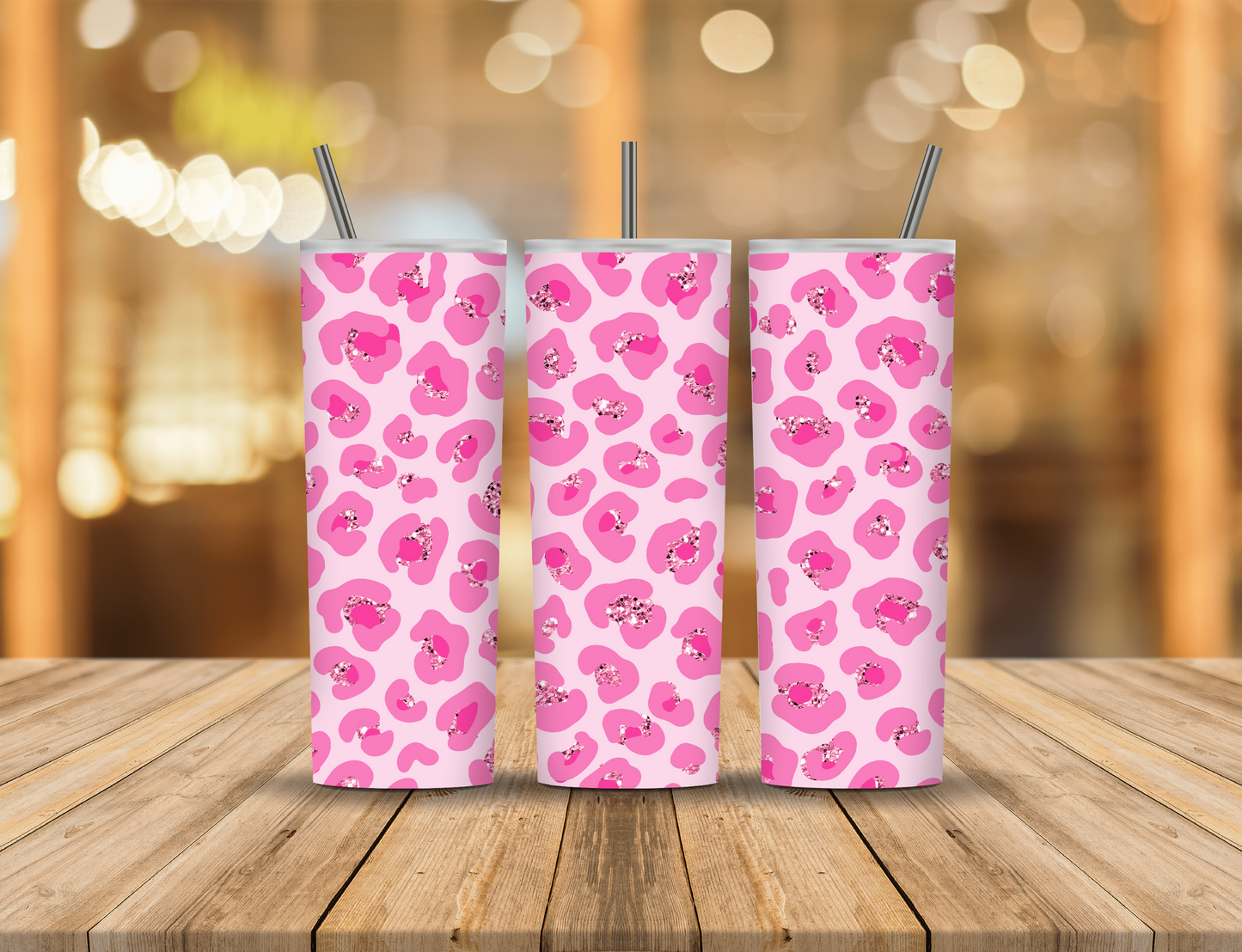 Pink Glitter Animal Print 20 oz Tumbler Design Digital Download #36