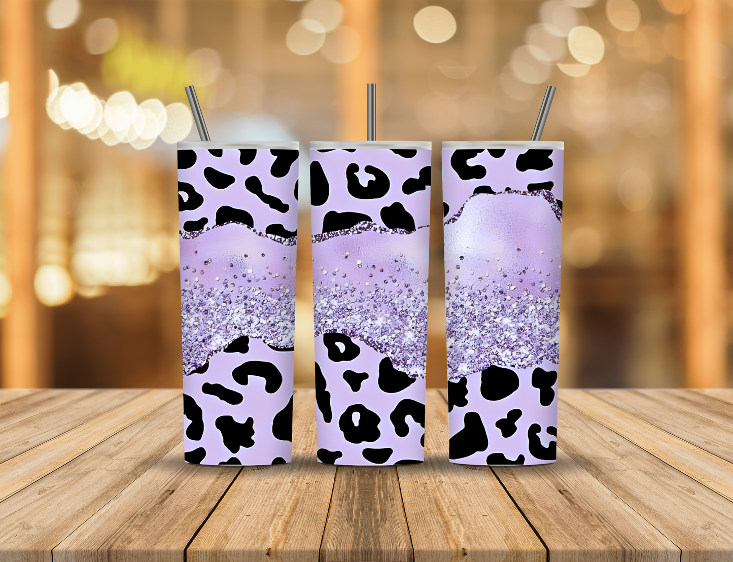Purple Glitter Animal Print 20 oz Tumbler Design Digital Download #203