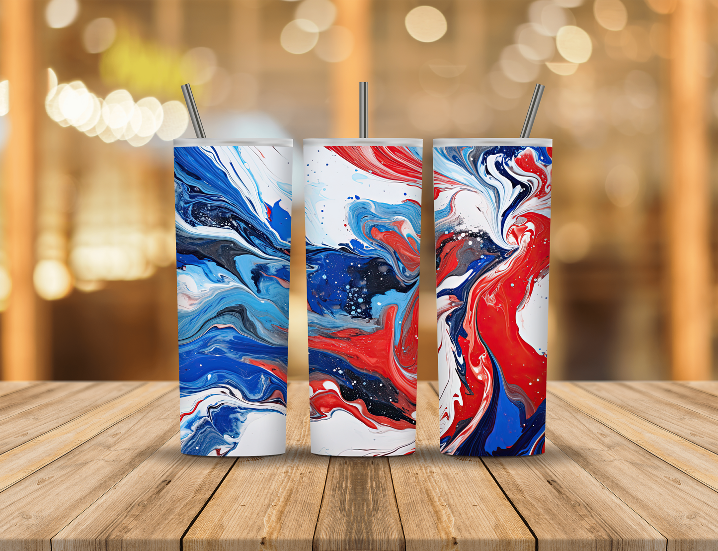 Red White Blue Speckled Abstract 20 oz Tumbler Design Digital Download #544
