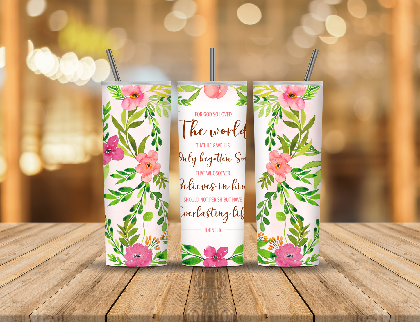 Spring Flowers Religious Faith 20 oz Tumbler Design Digital Download #150