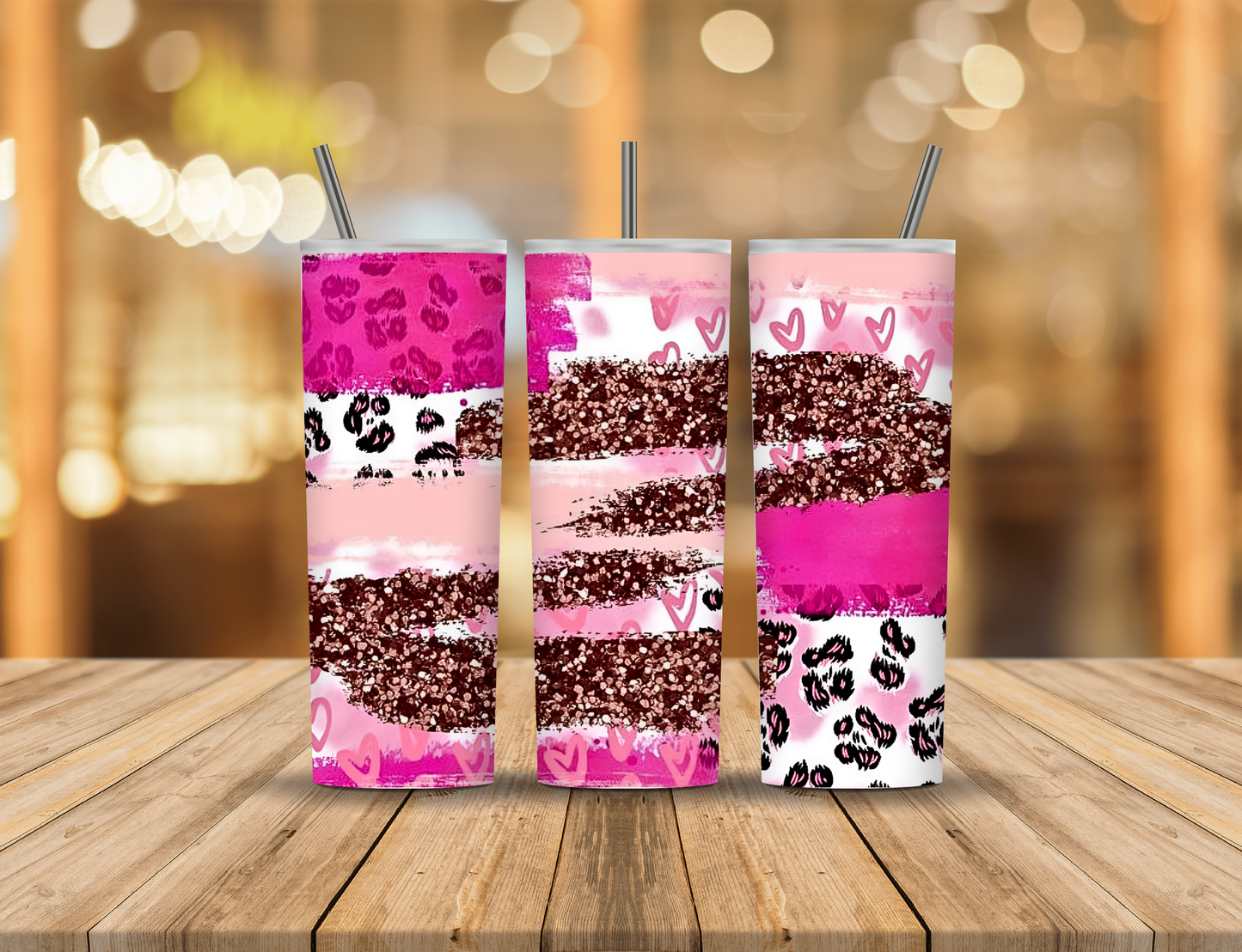 Pink Glitter Animal Print 20 oz Tumbler Design Digital Download #35