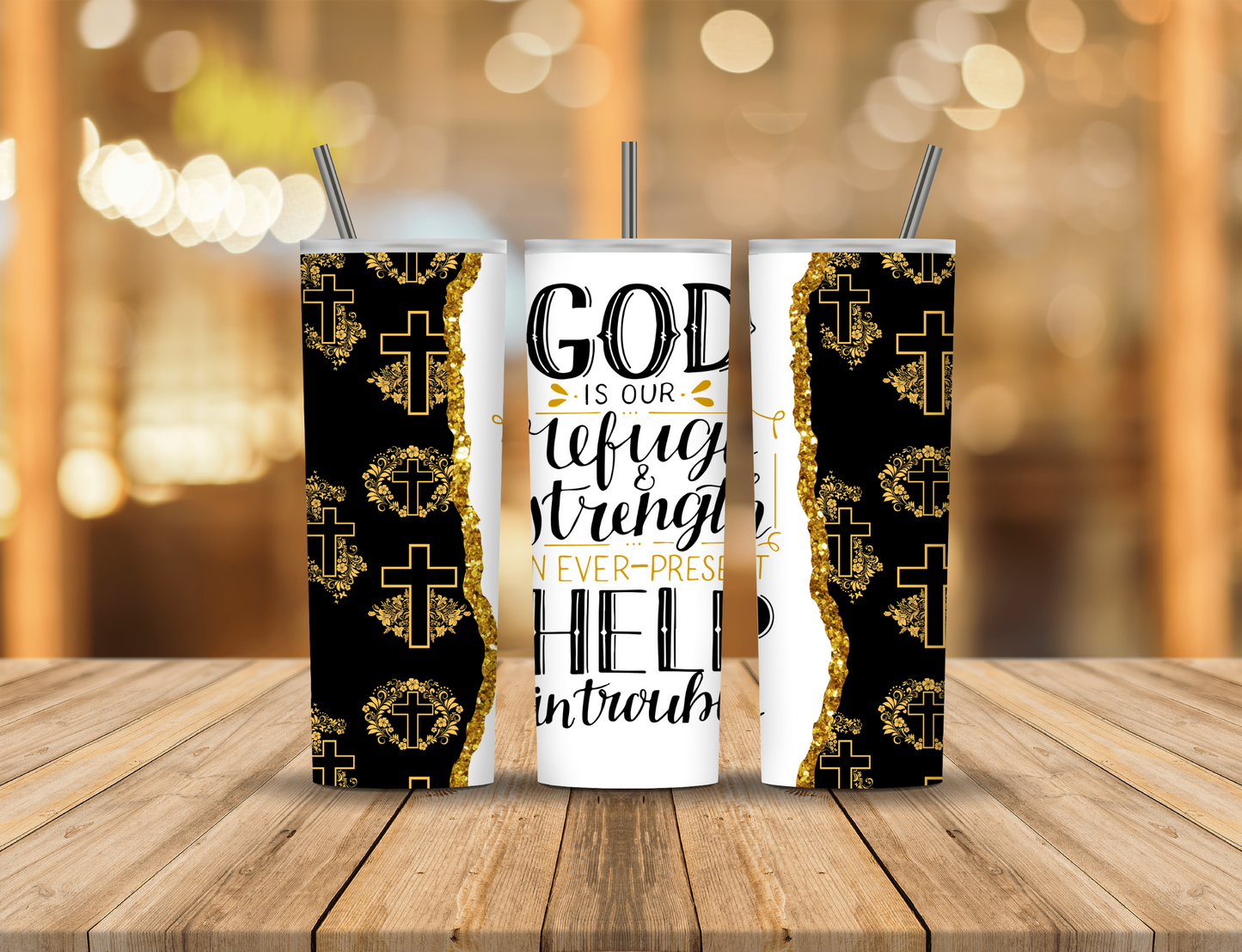 Black Gold White Metallic Religious Faith 20 oz Tumbler Design Digital Download #190