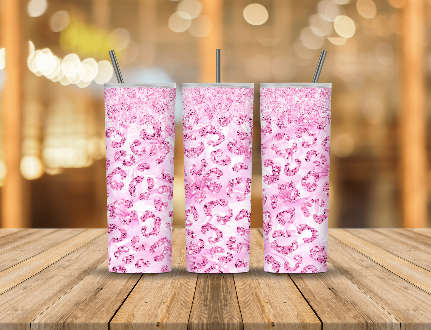 Pink Glitter Animal Print 20 oz Tumbler Design Digital Download #2