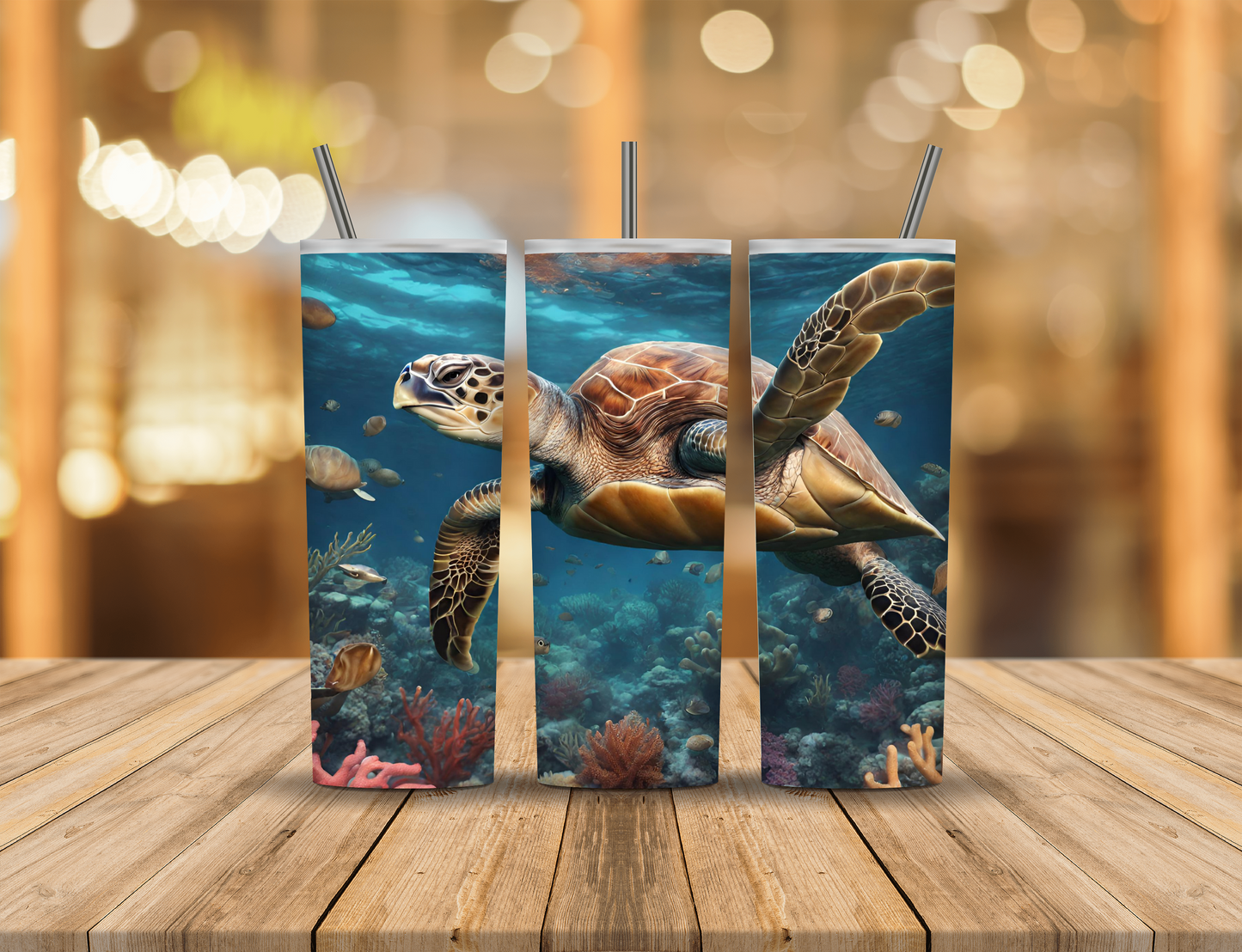 Ocean Blue Turtle 20 oz Tumbler Design Digital Download #383