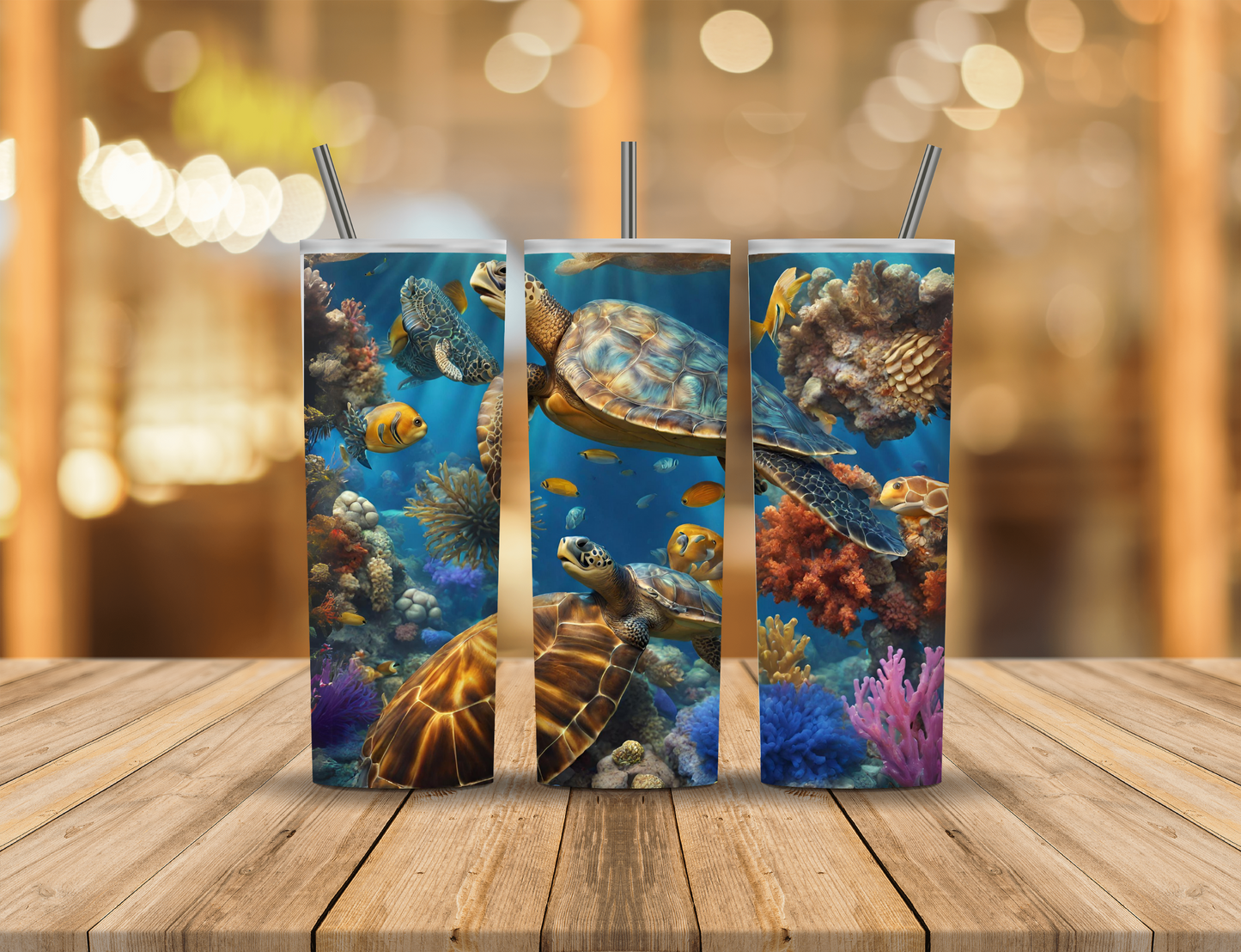 Ocean Blue Turtles 20 oz Tumbler Design Digital Download #272