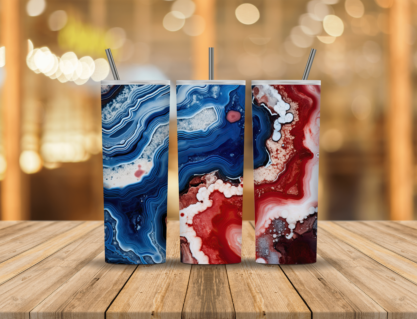Red White Blue Geode 20 oz Tumbler Design Digital Download #519