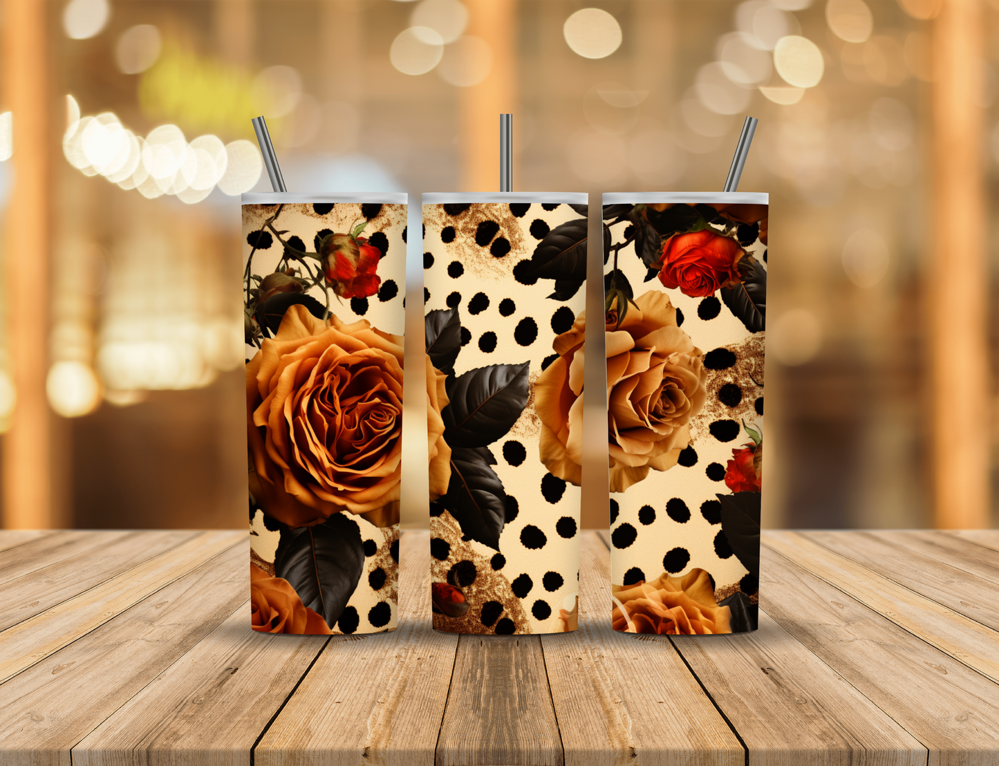 Animal Print Roses Flowers 20 oz Tumbler Design Digital Download #141