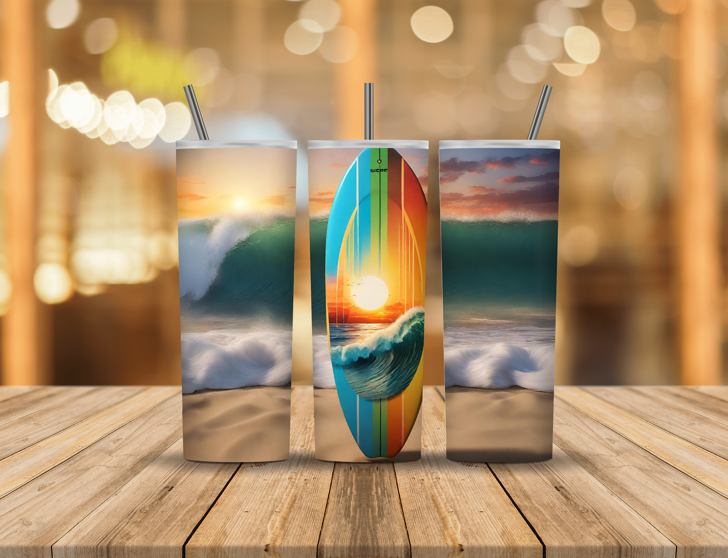 Ocean Sunshine Beach Surfboard 20 oz Tumbler Design Digital Download #377