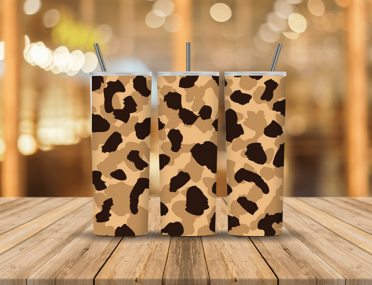 Black Brown Tan Gold Animal Print 20 oz Tumbler Design Digital Download #282