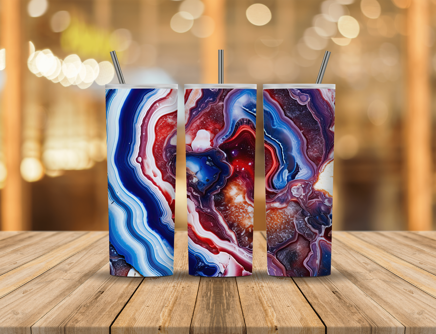 Red White Blue Geode 20 oz Tumbler Design Digital Download #495