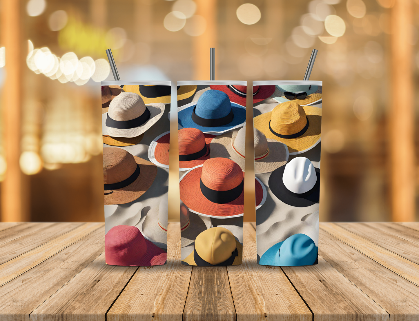 Beach Summer Hats 20 oz Tumbler Design Digital Download #174