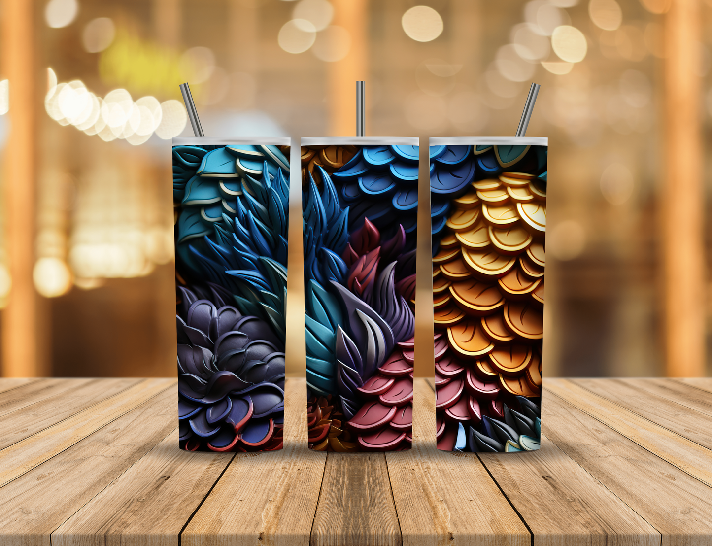 Multicolor Dragon Scales 20 oz Tumbler Design Digital Download #210