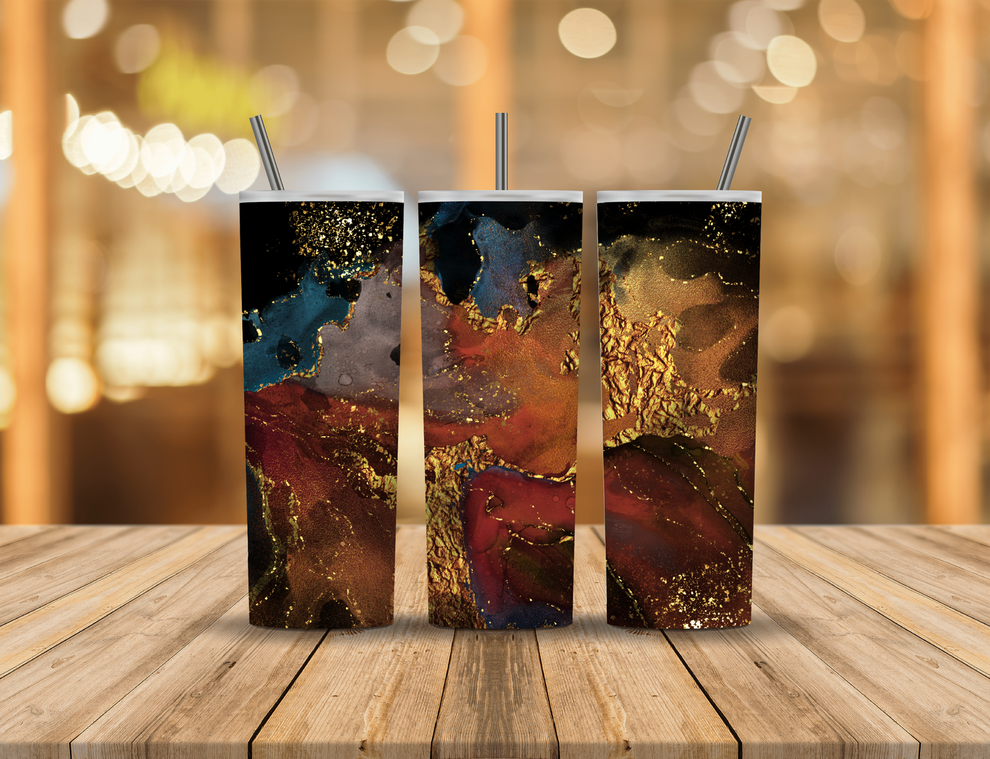 Red Blue Black Orange Gold Flakes Abstract 20 oz Tumbler Design Digital Download #481