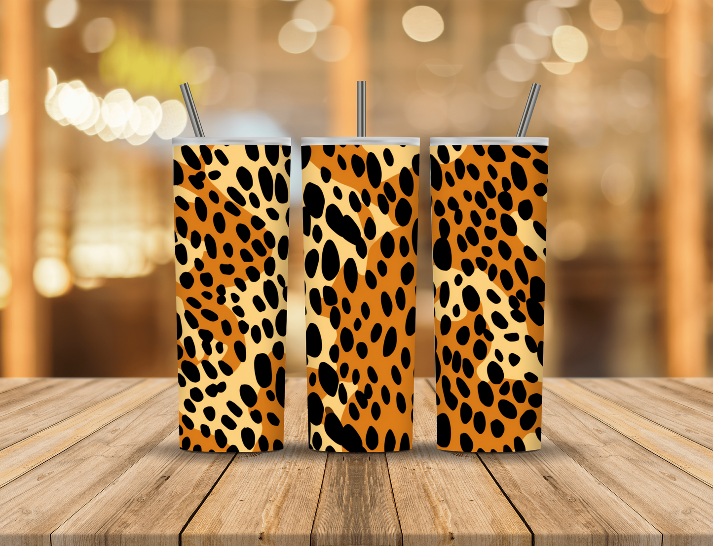 Brown Tan Black Animal Print 20 oz Tumbler Design Digital Download #189