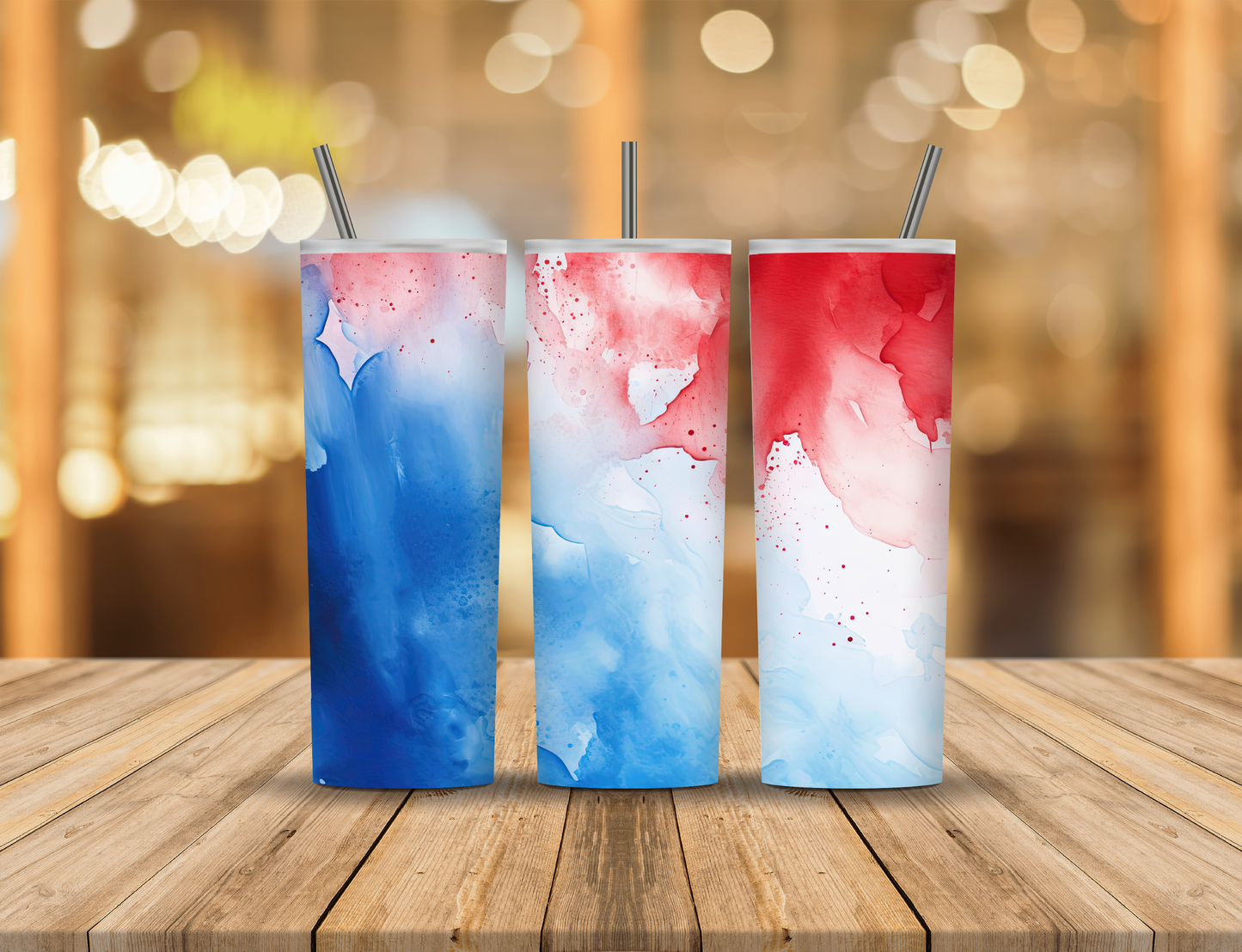 Red White Blue Alcohol Ink 20 oz Tumbler Design Digital Download #578