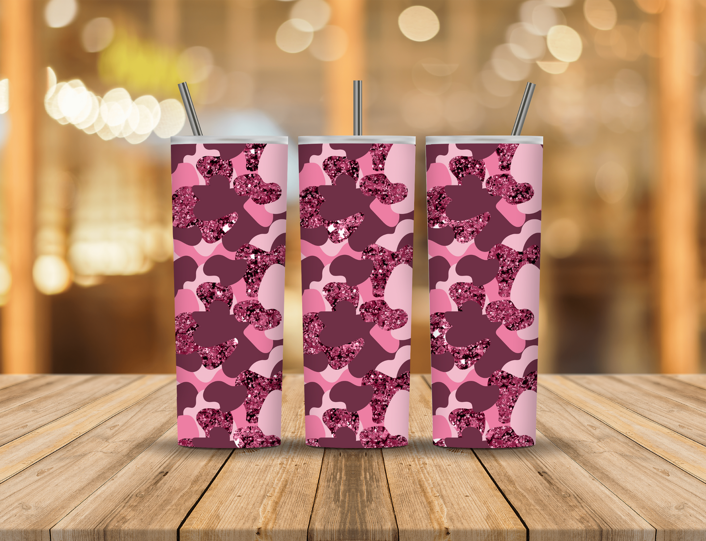 Pink Mauve Glitter Camo 20 oz Tumbler Design Digital Download #440