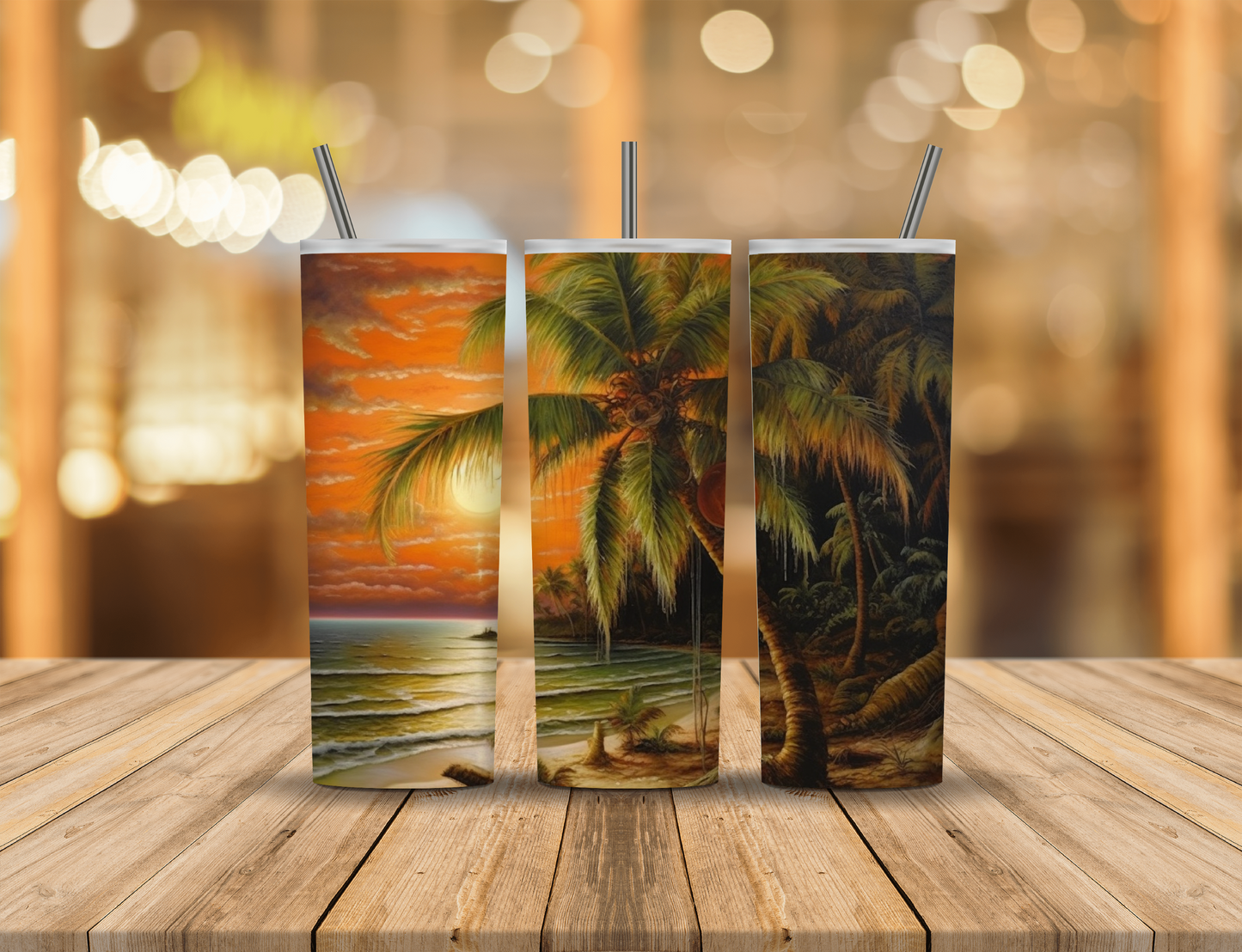 Sunset Beach Palm Tree 20 oz Tumbler Design Digital Download #9