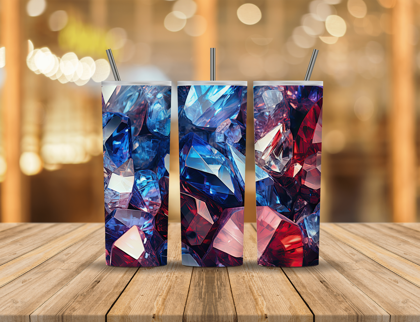 Red White Blue Crystals 20 oz Tumbler Design Digital Download #585