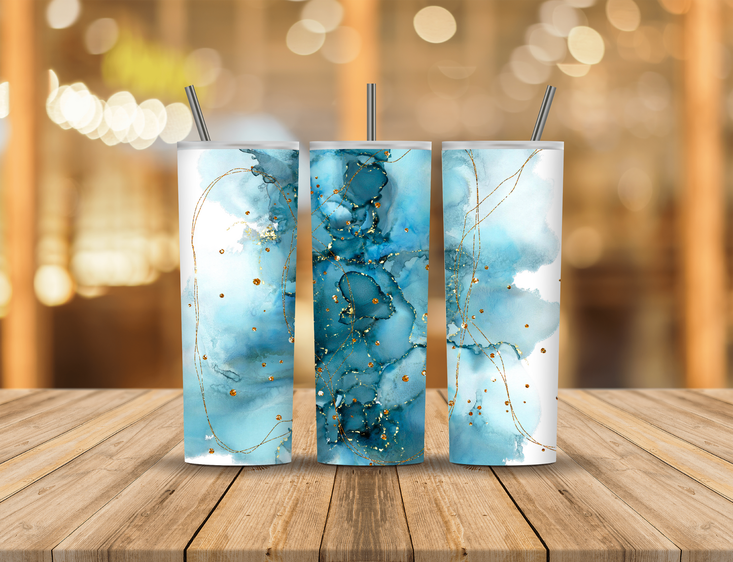 Alcohol Ink Swirls Abstract Blue White Speckled Sparkles Abstract 20 oz Tumbler Design Digital Download #427