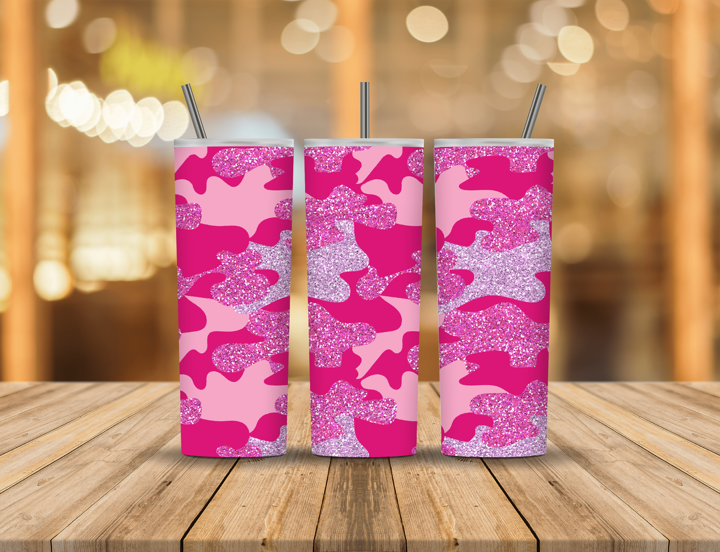 Pink Glitter Camo 20 oz Tumbler Design Digital Download #447