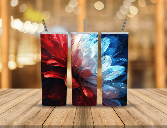Red White Blue Flower 20 oz Tumbler Design Digital Download #515