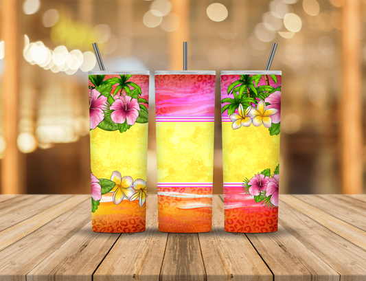 Summer Tropical Flowers 20 oz Tumbler Design Digital Download #413