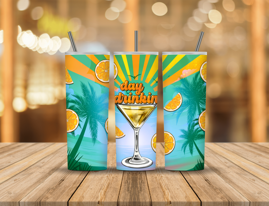 Cartoon Animated Summer Palm Trees Sunshine Drinks 20 oz Tumbler Design Digital Download #438