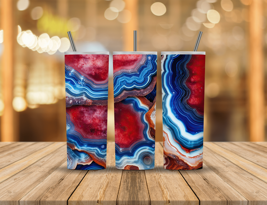 Red White Blue Speckled Glitter Geode 20 oz Tumbler Design Digital Download #477