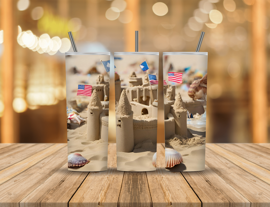 Summer Beach Sandcastles 20 oz Tumbler Design Digital Download #297