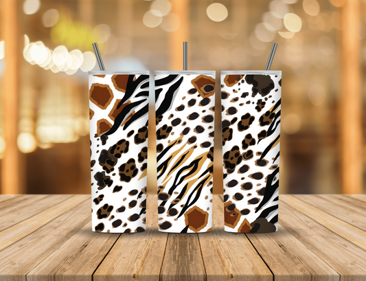 Brown Black White Animal Print 20 oz Tumbler Design Digital Download #245