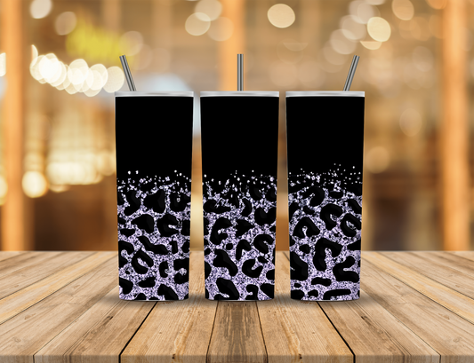 Black Silver Glitter Animal Print 20 oz Tumbler Design Digital Download #152