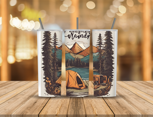 Camping Wander 20 oz Tumbler Design Digital Download #434