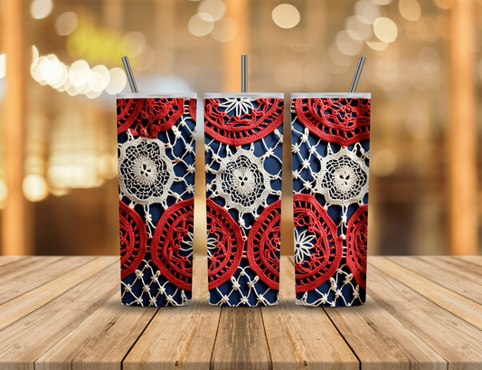 Red White Blue Lace 20 oz Tumbler Design Digital Download #554