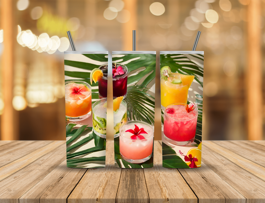Palm Tree Leaves Drinks Summer Tropical 20 oz Tumbler Design Digital Download #218