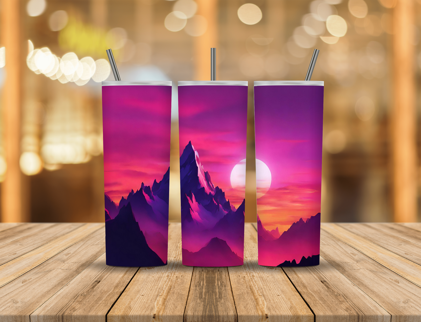 Sunset Mountains 20 oz Tumbler Design Digital Download #367