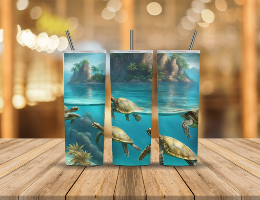 Ocean Blue Turtles 20 oz Tumbler Design Digital Download #260