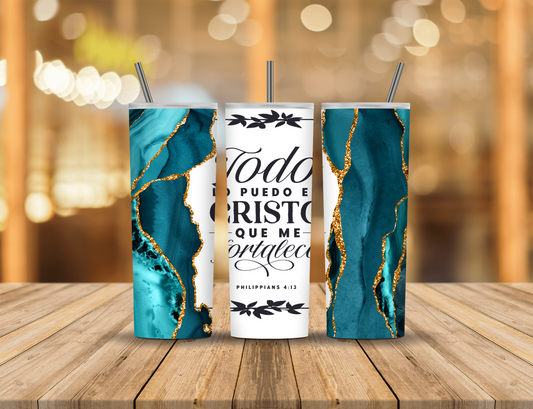 Faith Religious Geode Blue Gold 20 oz Tumbler Design Digital Download #112