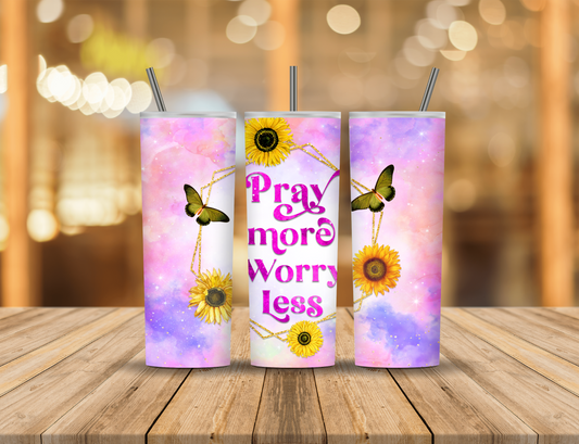 Sunflowers Butterfly Religious Faith 20 oz Tumbler Design Digital Download #156