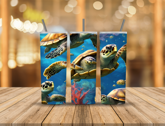 Ocean Water Turtles 20 oz Tumbler Design Digital Download #157