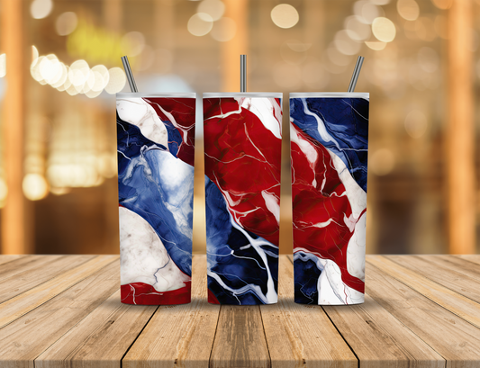 Red White Blue Marble 20 oz Tumbler Design Digital Download #557
