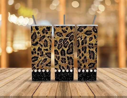 Black Gold Glitter Animal Print 20 oz Tumbler Design Digital Download #82