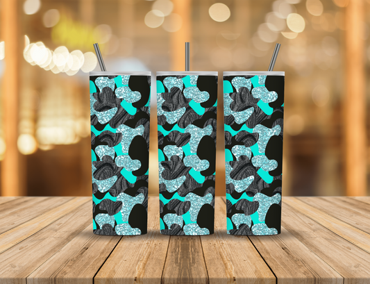 Black Grey Blue Glitter Camo 20 oz Tumbler Design Digital Download #455
