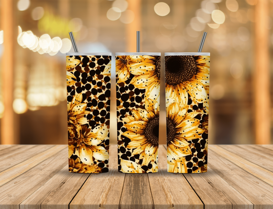 Sunflowers Animal Print 20 oz Tumbler Design Digital Download #197