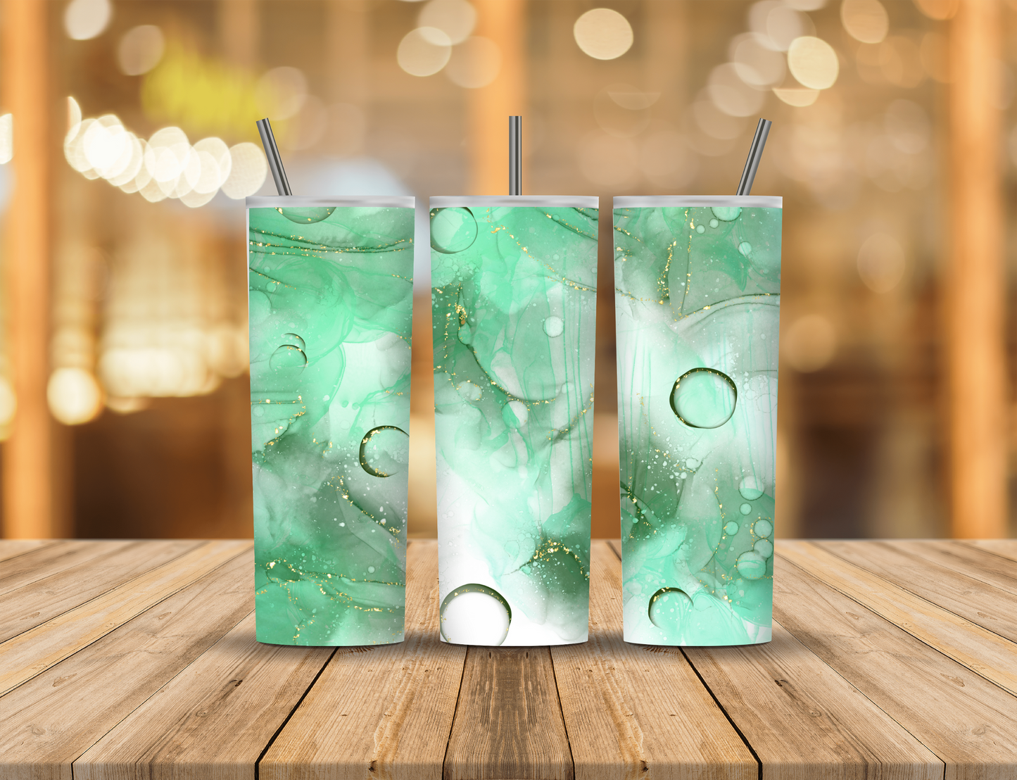 Green Gold Glitter Speckles Sparkles Alcohol Ink Abstract 20 oz Tumbler Design Digital Download #756