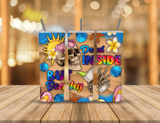 Cartoon Beach Skull Quote Summer 20 oz Tumbler Design Digital Download #426